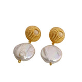 Grass Woven Design with Baroque Freshwater Pearl Earrings