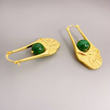 Malachite Three-dimensional Shaped Hoop Earrings