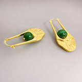 Malachite Three-dimensional Shaped Hoop Earrings