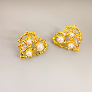 Heart Shaped Woven Stud Earrings