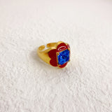 Handmade Colorful Enamel Glaze Inlaid Square Gemstone Ring