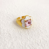 Handmade Colorful Enamel Glaze Inlaid Square Gemstone Ring