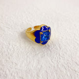 Handmade Colorful Enamel Glaze Inlaid Square Gemstone Ring