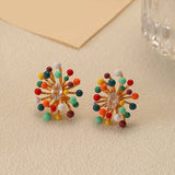 Colorful Enamel Glaze Blooming Flower Stud Earrings