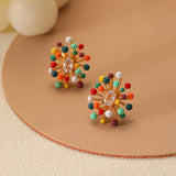 Colorful Enamel Glaze Blooming Flower Stud Earrings