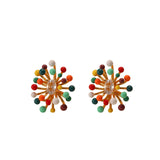 Colorful Enamel Glaze Blooming Flower Stud Earrings