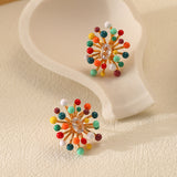 Colorful Enamel Glaze Blooming Flower Stud Earrings