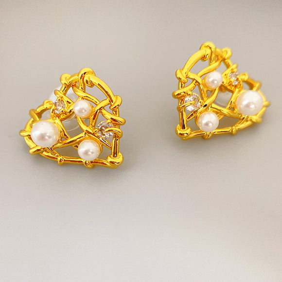 Heart Shaped Woven Stud Earrings