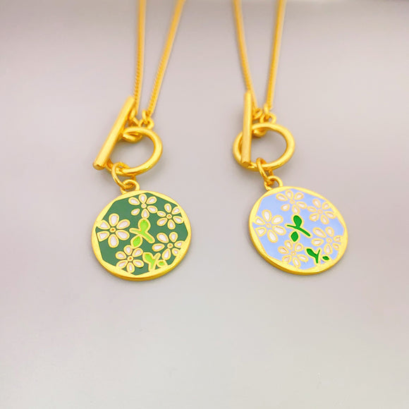 Personalized Pastoral Style Enamel Glaze Pendant Necklace