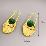 Malachite Three-dimensional Shaped Hoop Earrings